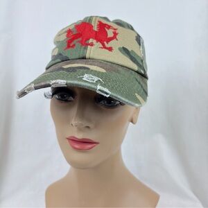 NEW District Distressed Camouflage Cap with Red Dragon